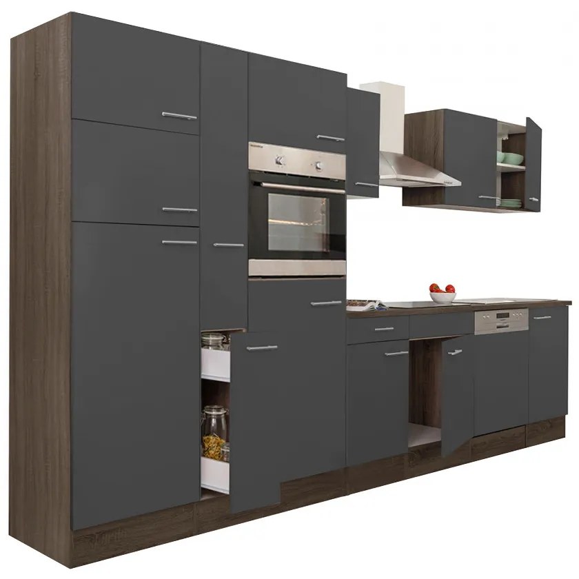 Mobilă de bucătărie Yorki 370, corp din stejar Yorki, cu față antracit satinat