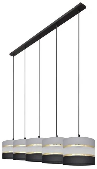 Lustră pe cablu HELEN 5xE27/15W/230V neagră/gri/aurie