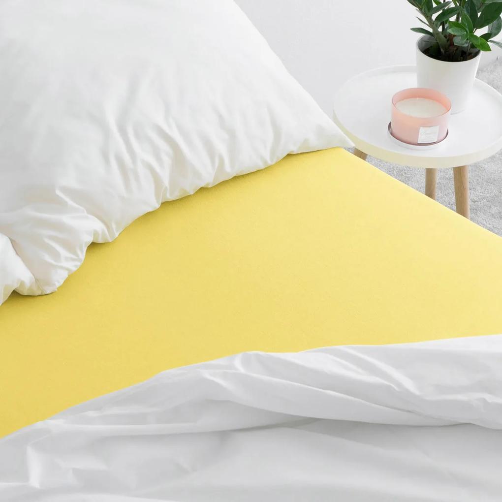 Goldea cearceaf de pat jersey cu elastic - galben deschis 180 x 200 cm