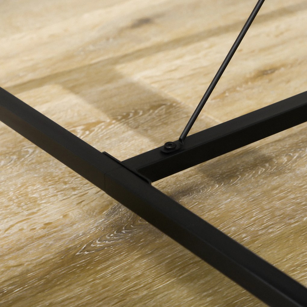 HOMCOM Set de masă cu 2 bănci cadru din oțel pentru 4 persoane pentru bucătărie sală de mese salon natural și neagră | Aosom Romania