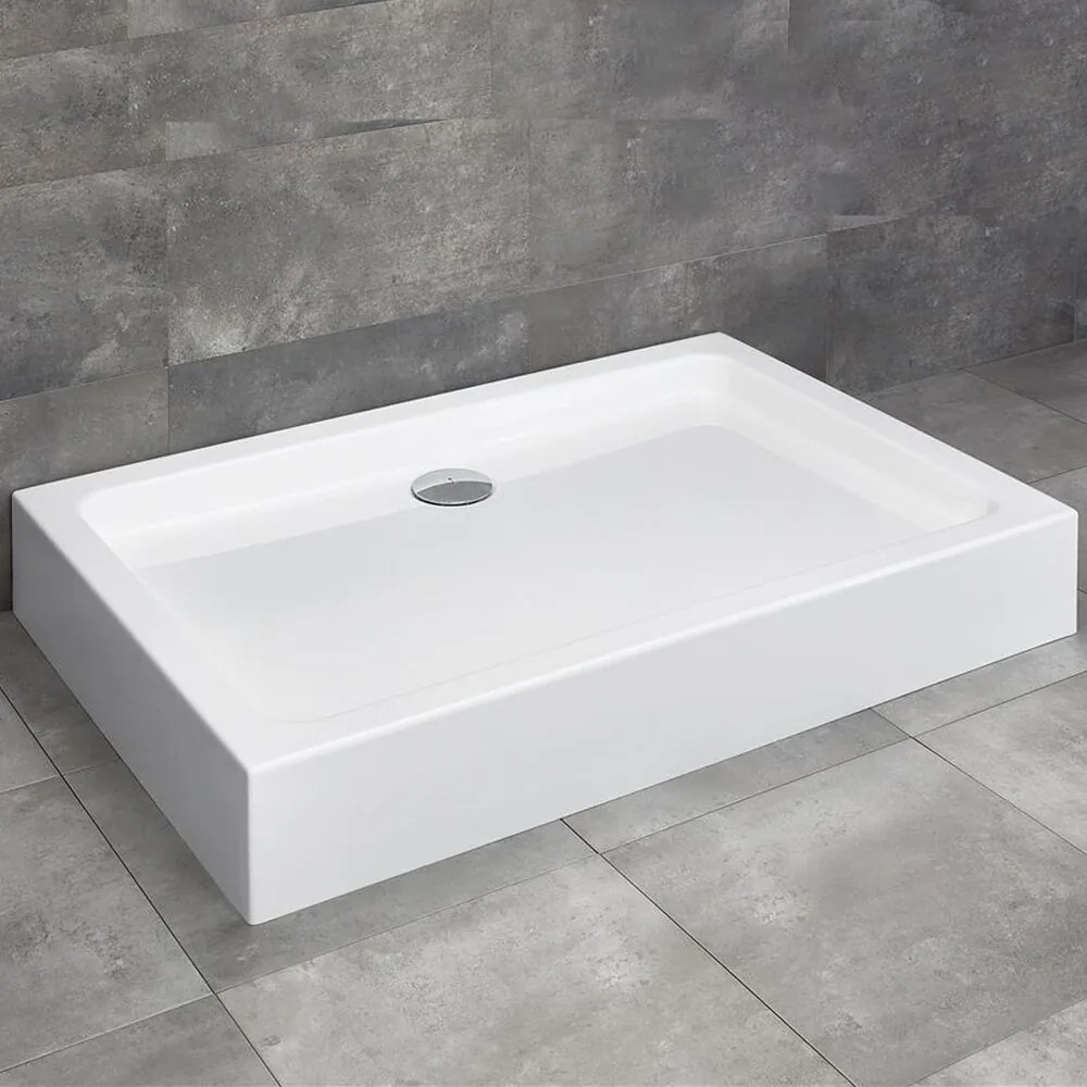 Cadita dus dreptunghiulara Radaway Laros D Compact 120x90 cm acril alb
