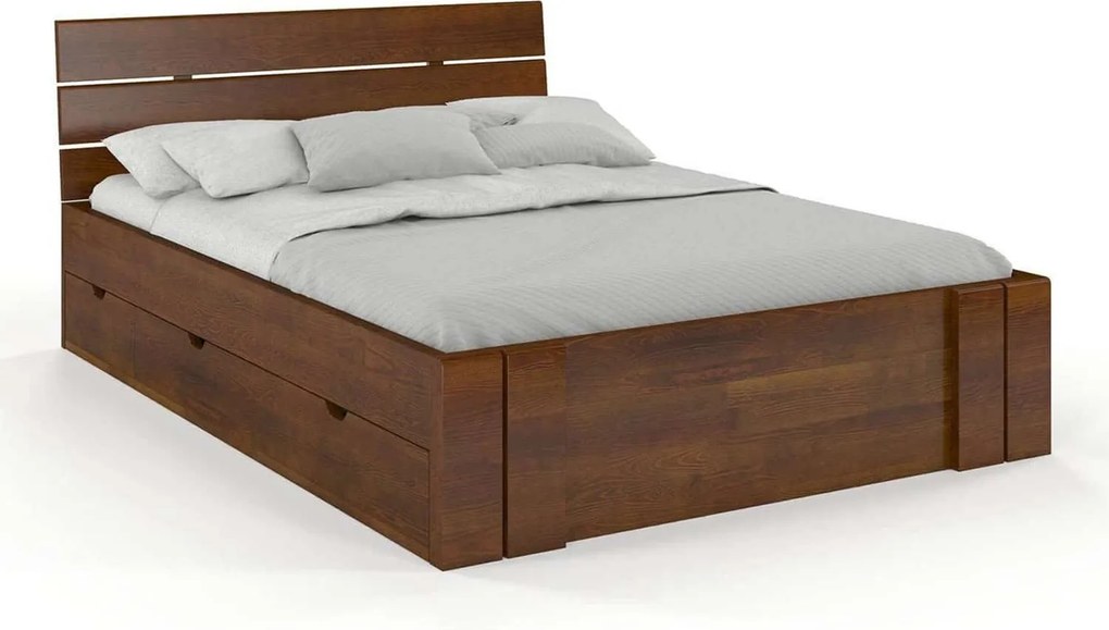 Pat lemn masiv TerraCraft Model 2 cu Sertar Fag Personalizabil - 200x200, Nuc