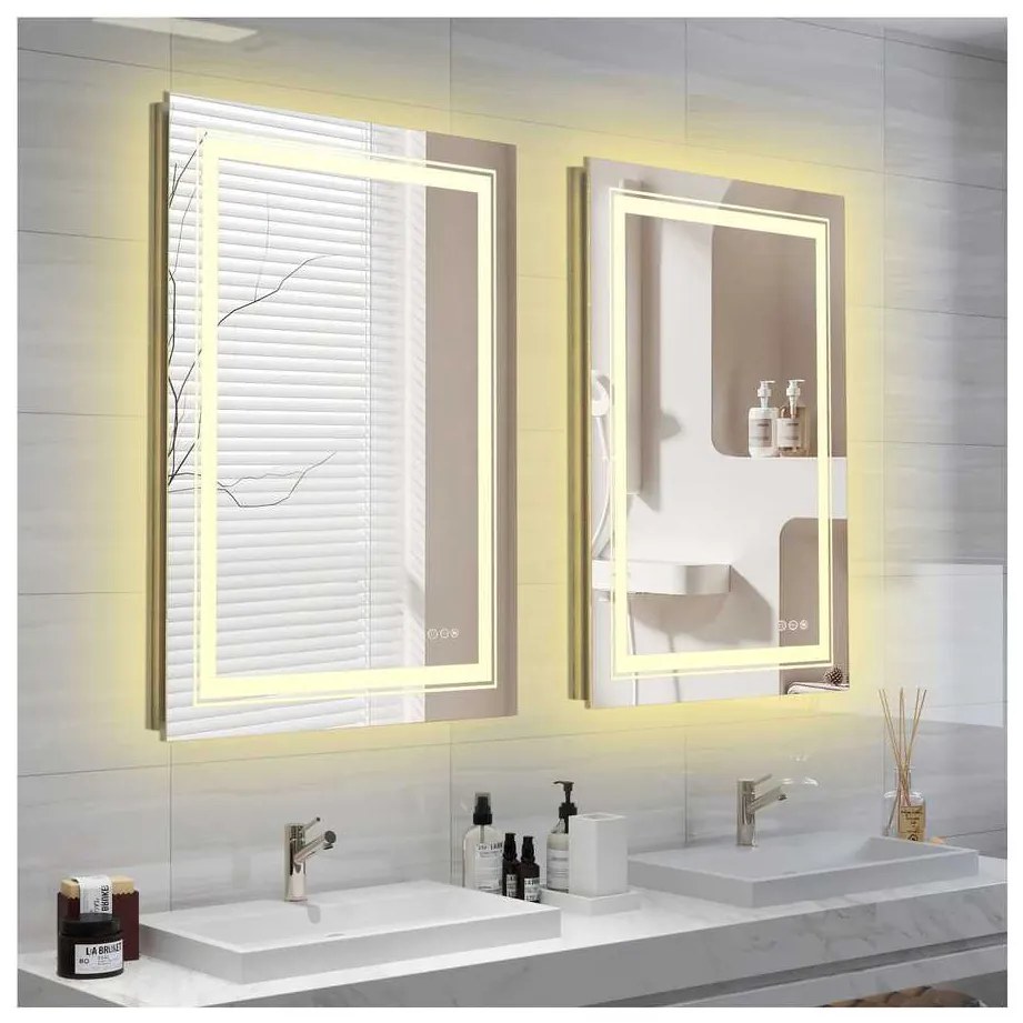 Oglindă Chiaro cu iluminare LED, argint