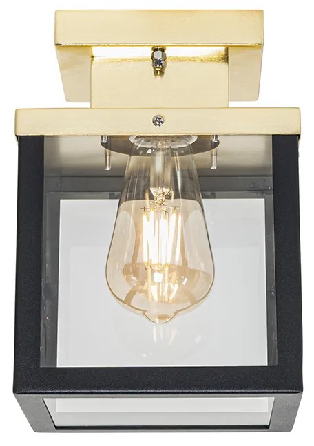 Plafoniera industriala pentru exterior neagra cu auriu - Rotterdam