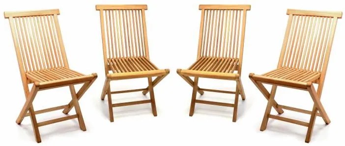 Set de 4 buc.- scaun pliant de grădină DIVERO-lemn de tec