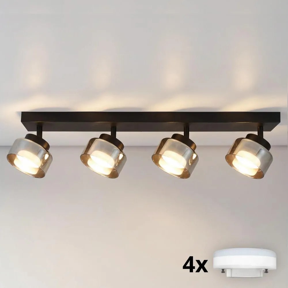 Brilagi - LED RGB spot reglabil AURA LUX 4xGX53/14W/230V Wi-Fi Tuya negru/fumuriu