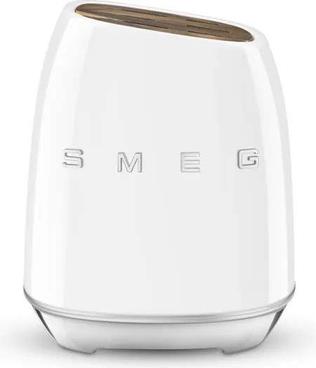 Set de cutite cu suport SMEG KBSF02WH, 7 piese, Manere din lemn de salcam, Otel inoxidabil german, Alb