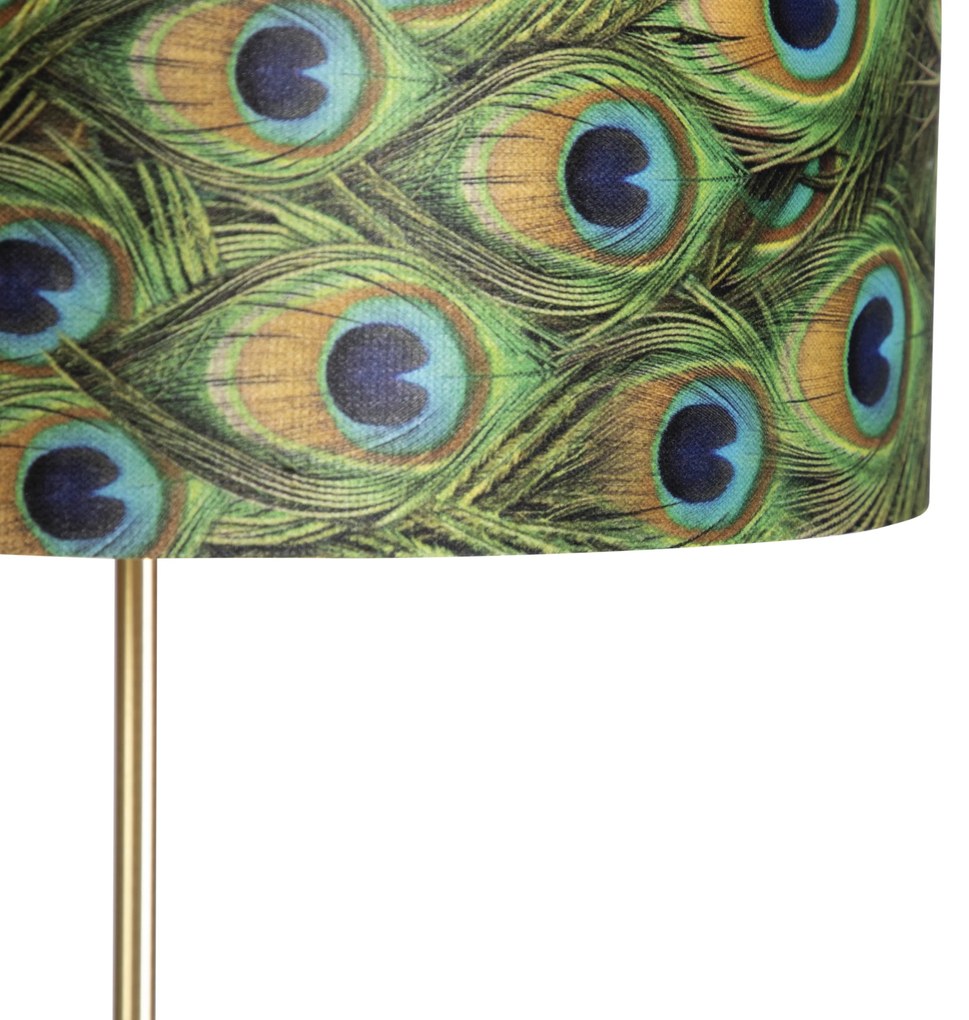 Lampă de podea auriu/alamă cu abajur din catifea verde smarald 40/40 cm - Parte
