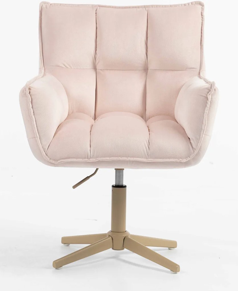 HR560CROSS Scaun Catifea Roz Pudra cu Bază Crem