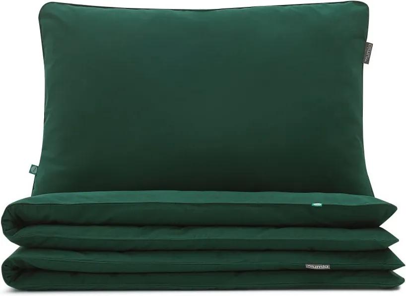 Lenjerie de pat din bumbac pentru pat dublu Mumla, 200 x 200 cm, verde închis