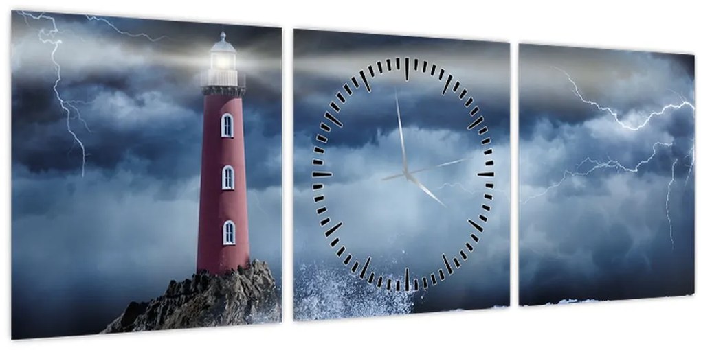 Tablou - Far pe stâncă (cu ceas) (90x30 cm)