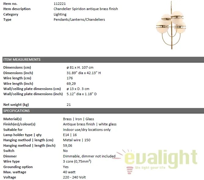 Candelabru design LUX Spiridon alama 112221 HZ