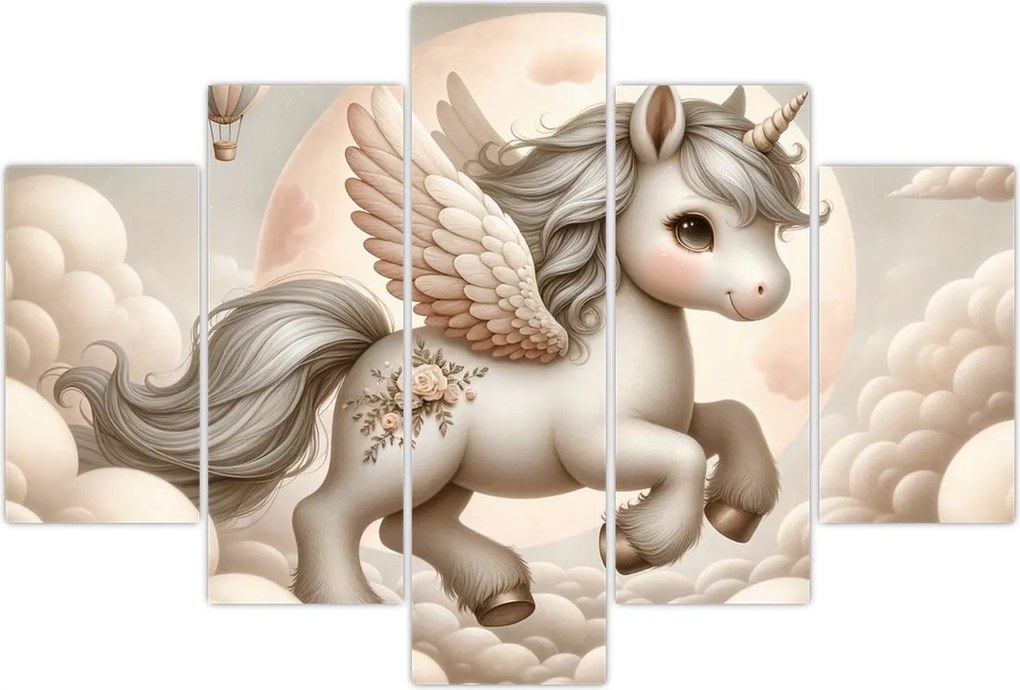 Tablou - Inorog în nori (150x105 cm)