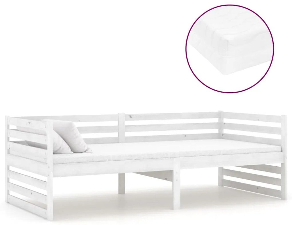 3083640 vidaXL Pat de zi cu saltea, 90x200 cm, lemn masiv de pin