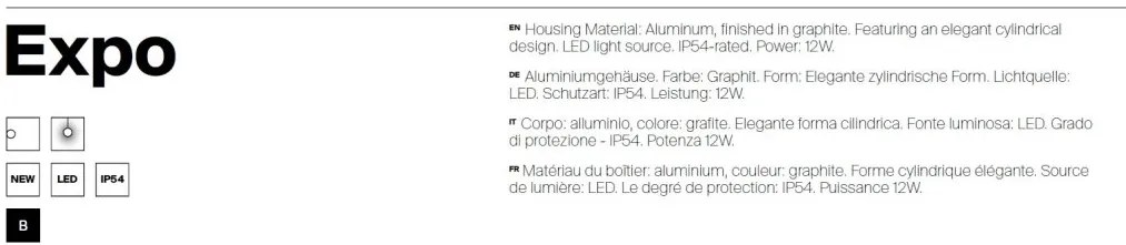 Aplica de perete LED iluminat exterior IP54 Expo