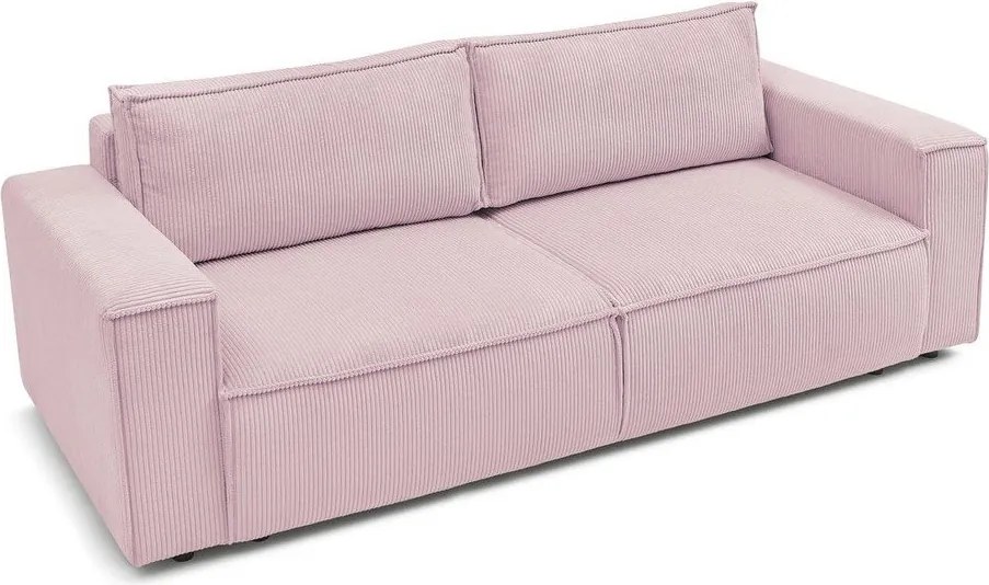 Canapea roz-deschis extensibilă cu tapițerie din catifea reiată 245 cm Nihad – Bobochic Paris