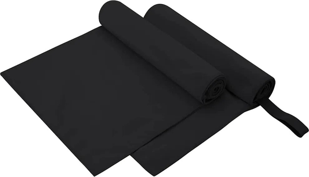 vidaXL Prosoape Sport 2 pcs Negru 100 x 50 cm Poliester și poliamidă