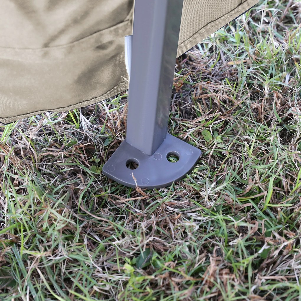 Outsunny Cort pliabil cu lumini LED 330x330 cm Pavilion de grădină cu telecomandă cu 4 plase anti-țânțari Înălțime reglabilă Bej | Aosom Romania