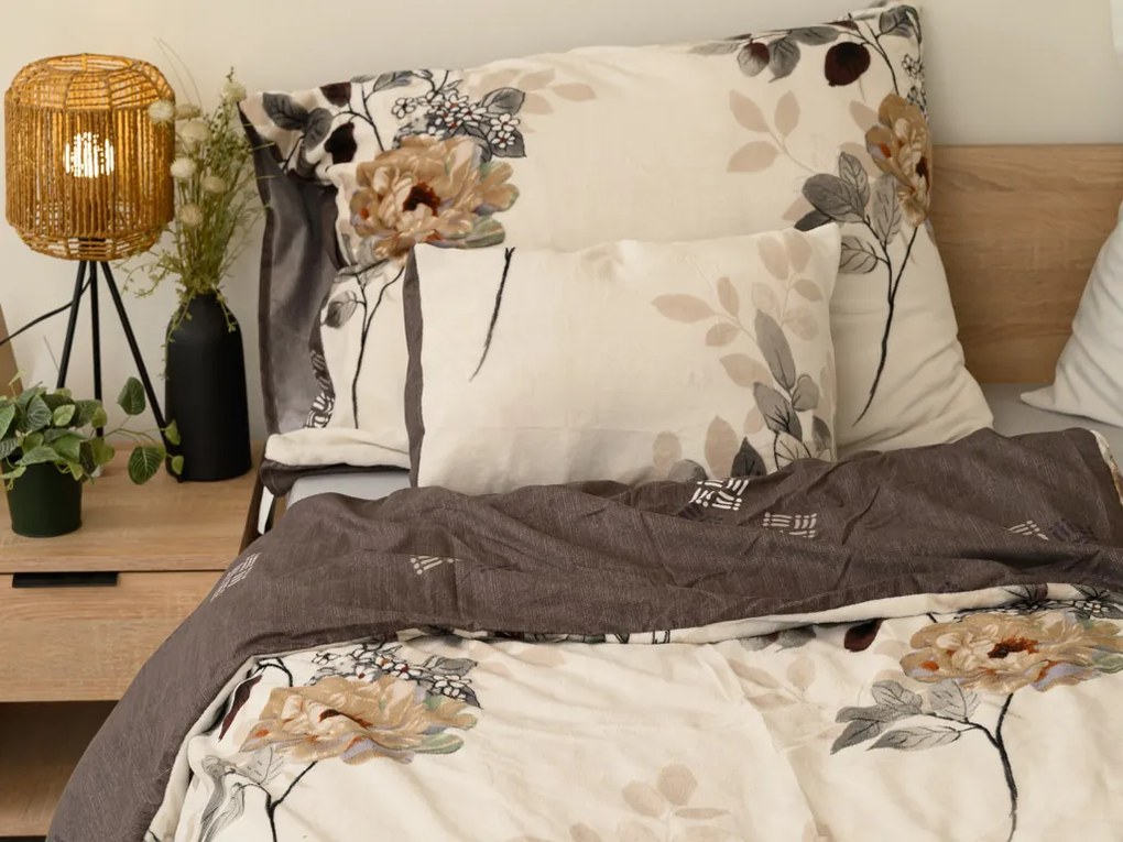 Lenjerie de pat reversibila DUO SENSE CARMELIA cu modele + husa pentru perna 40x50 cm GRATUIT Dimensiune lenjerie de pat: 70 x 90 cm | 140 x 200 cm