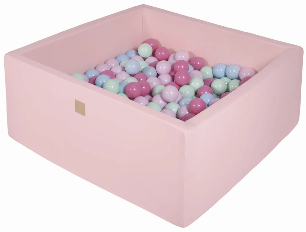 Piscina uscata cu 200 de bile (mint, baby blue, roz deschis, roz pastel) MeowBaby  , 90x90x40 cm, Roz deschis