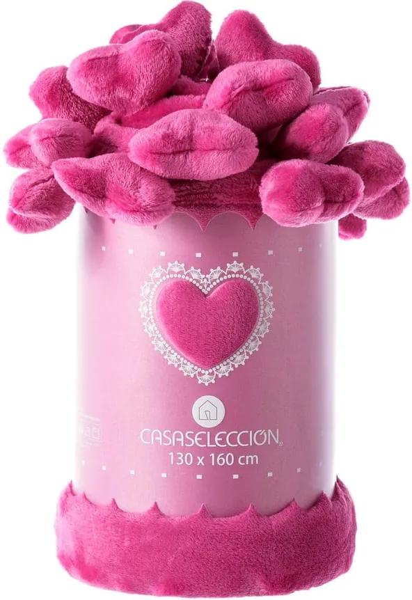 Pătură Unimasa Heart, 130 x 160 cm, roz