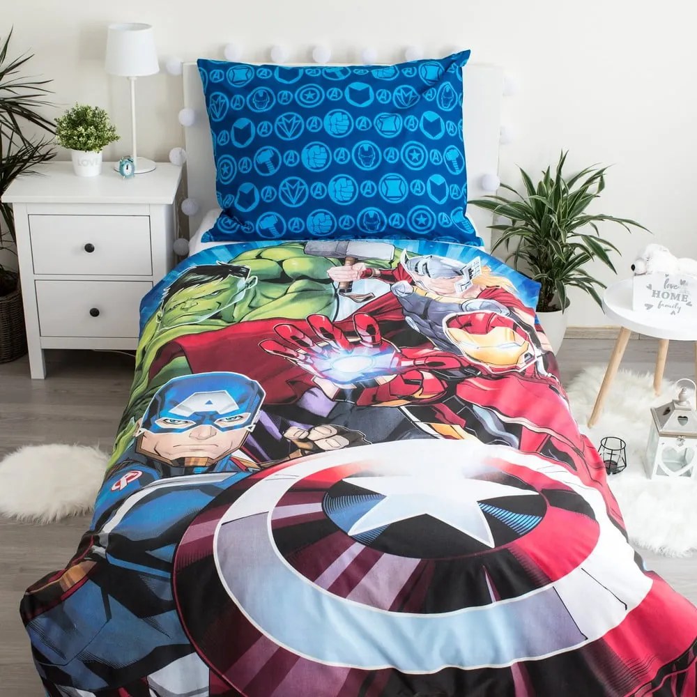 Lenjerie de pat pentru copii din bumbac fosforescentă 140x200 cm Avengers - Jerry Fabrics