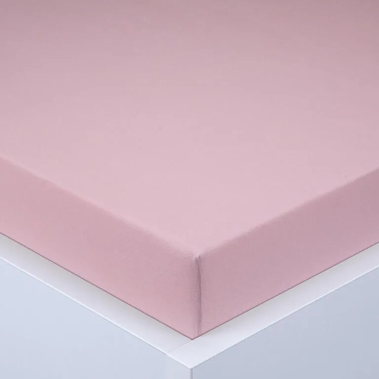 Cearşaf cu elastic jersey EXCLUSIVE roz prăfuit set 2 buc 90 x 200 cm