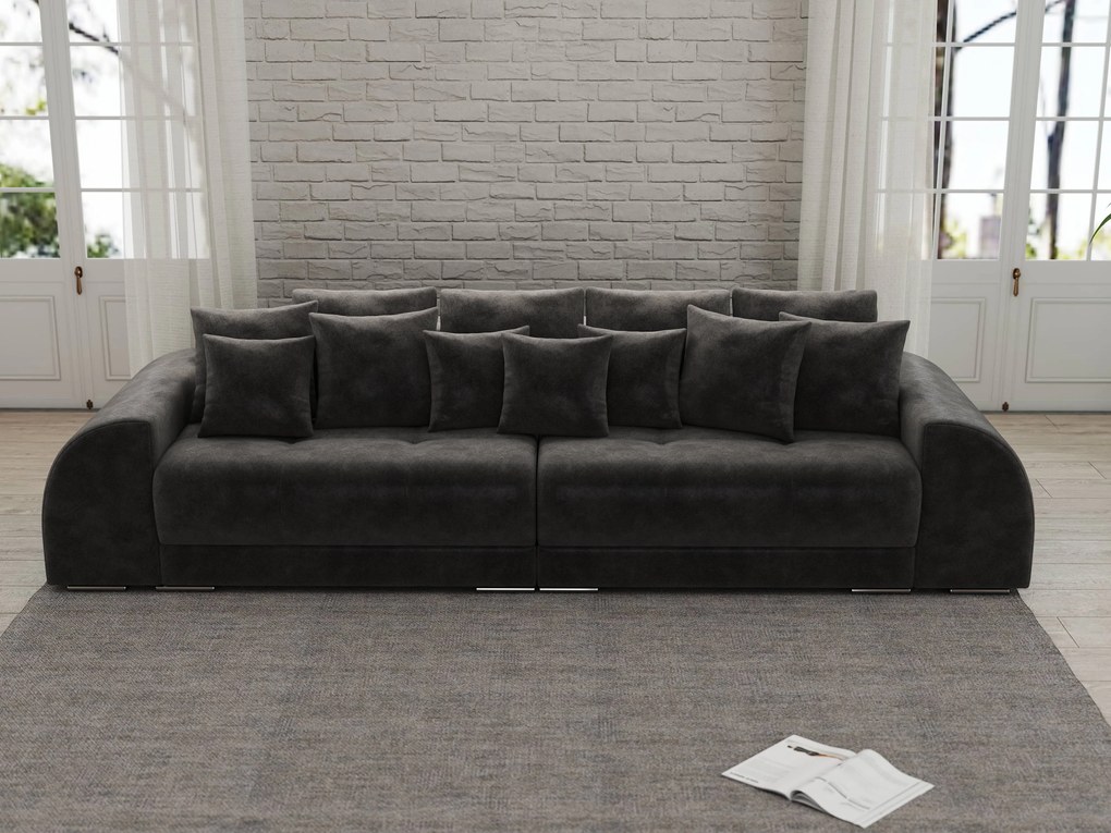 Canapea extensibilă dumonde cu 2 lăzi de depozitare si sezut confortabil din spuma high-density, Verona Tobago Anthracit 310x100 cm