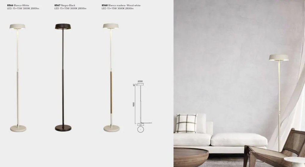 Lampadar LED design modern NOA II alb