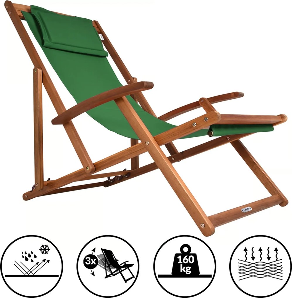 Șezlong de grădină SIENA, 94x60x94cm, verde Casaria