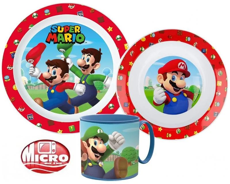 Super Mario set de vase, set micro din plastic cu cană 265 ml