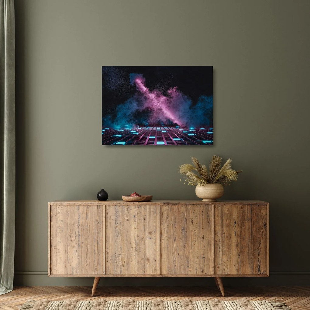 Tablou pe sticlă - Fum roz-albastru (70x50 cm)