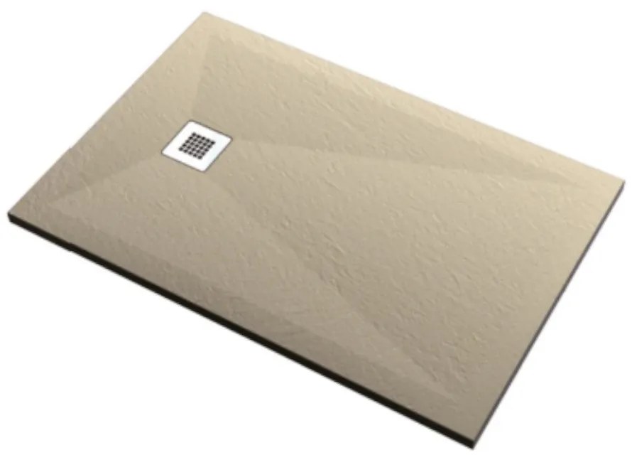 Cadita Dus Rectangulara HouseXL StoneCore Premium 120x80 cm / 140x80 cm, Compozit Granit, Sifon Metalic Inclus (Culoare: Alb, Dimensiune: 140x80 cm)