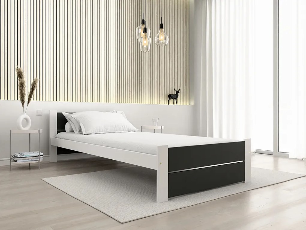 Pat IKAROS DOUBLE 90 x 200 cm, antracit/alb Saltele: Cu saltele Somnia 18 cm, Somiera pat: Cu lamele drepte