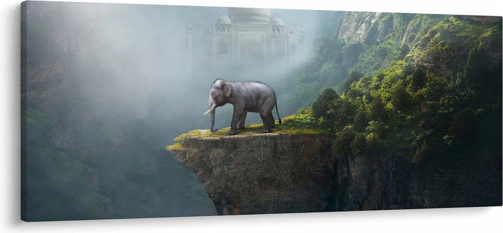 Tablou - Elefant în vârful Taj Mahalului (120x50 cm)