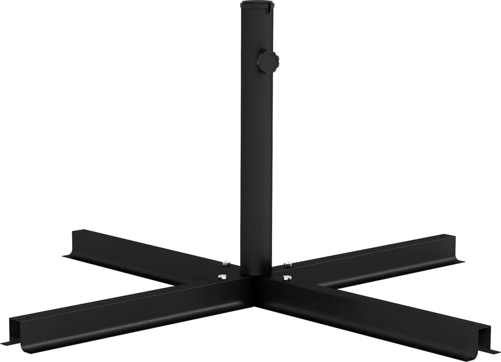 Outsunny Bază în Cruce pentru Umbrelă cu Stâlpi de Ø38/48 mm și Șurub Lateral, 100x100x75 cm, Negru | Aosom Romania