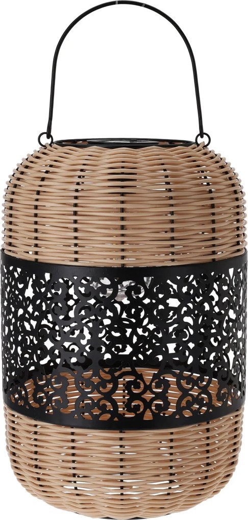 Lampa solara, elemente din rachita si ornament decorativ, Ø 24 x 36 cm