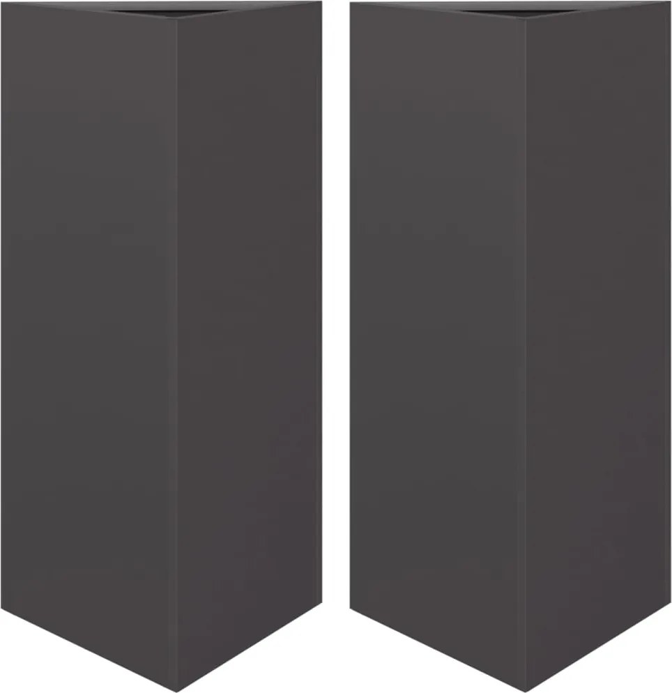 vidaXL Jardiniere grădină 2 buc., negru, 40x34,5x70 cm, oțel, triunghi