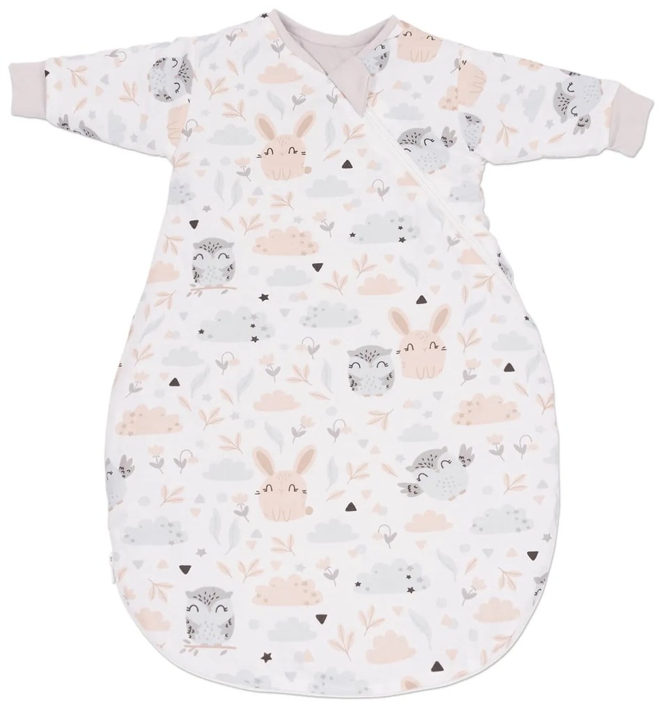 Sac de dormit copii cu maneci 0-3 luni Kidizi Forest Friends, 1 tog, bumbac 100%, pentru toamna/iarna