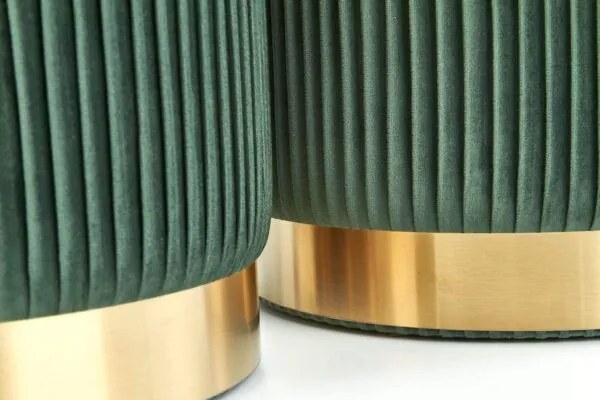 Set tabureti tapitati Monty verde/auriu