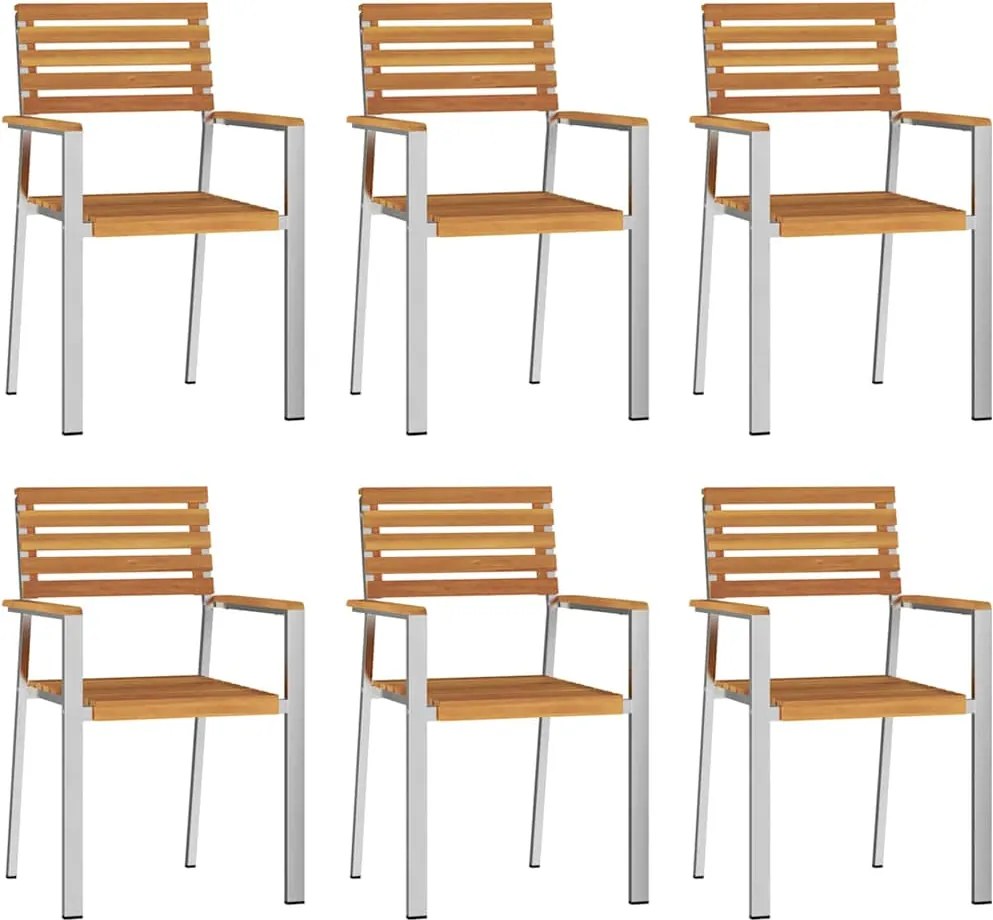 vidaXL Scaun pentru Grădină 6 pcs Ulei Natural Lemn Solid de Acacia