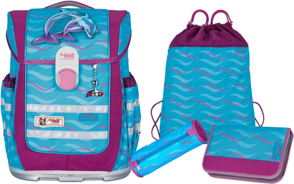 Ghiozdan cu accesorii McNeil Ergo Finny  Set de 4 piese
