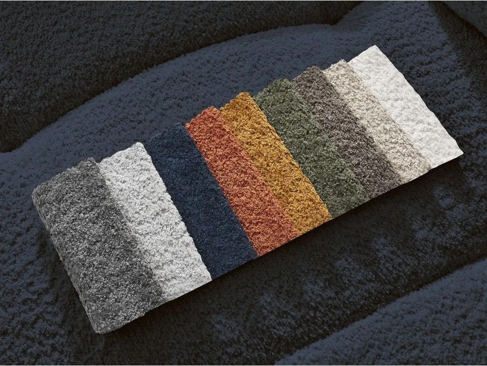 Colțar albastru extensibil/cu spațiu de depozitare cu tapițerie din țesătură bouclé (cu colț pe partea stângă/cu șezlong) Roxelane – Bobochic Paris