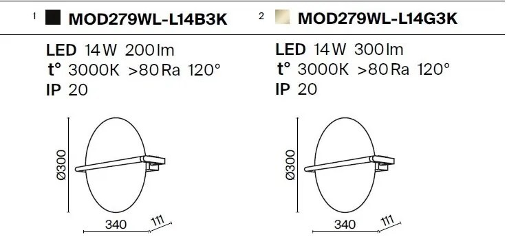 Aplica LED ambientala design modern Mira negru/alb