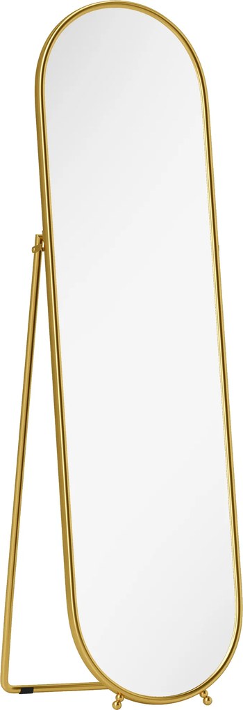 HOMCOM Oglindă Înaltă cu Cadru de Susținere, Oglindă Ovală pentru Dormitor sau Living, 40x4x160 cm, Auriu | Aosom Romania