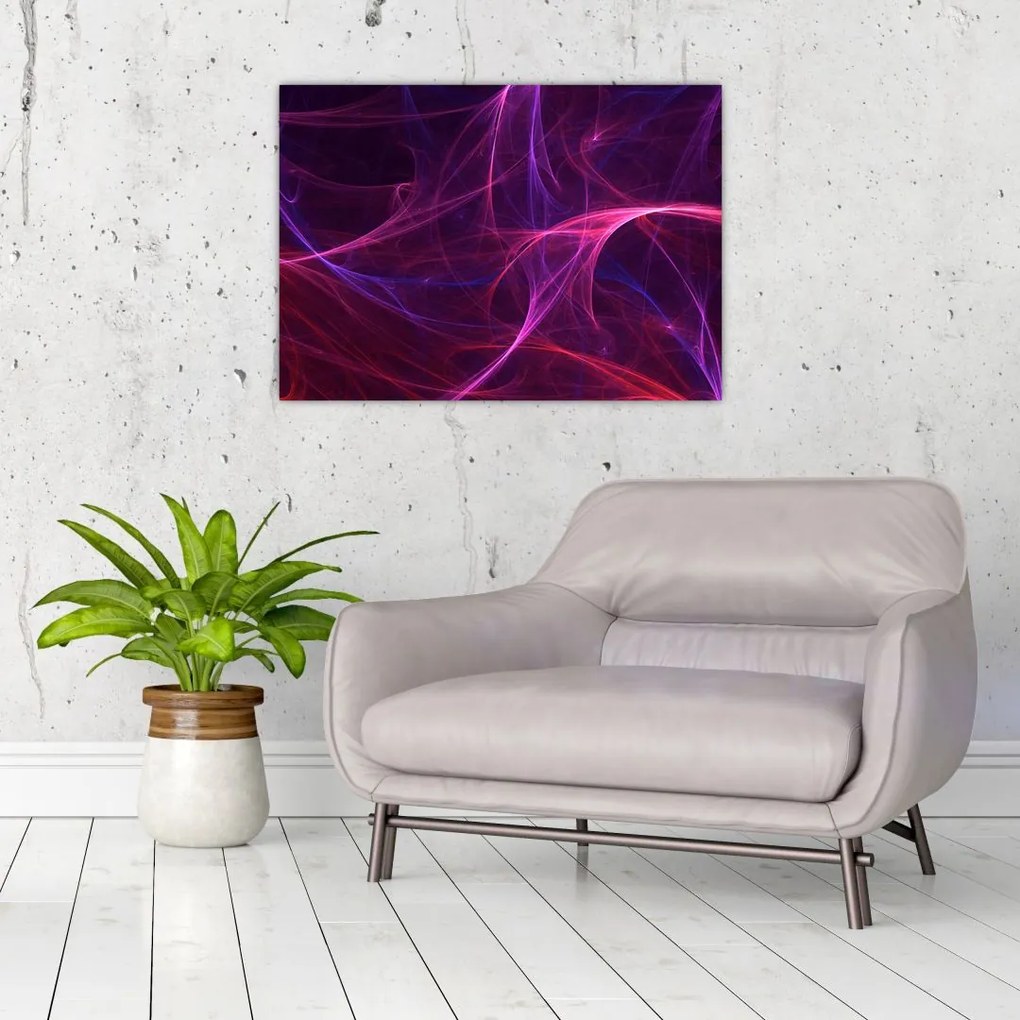 Tablou pe sticlă abstract cu linii curbe (70x50 cm)