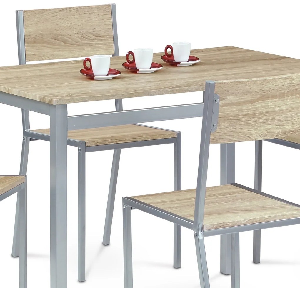 Set de masă HARVEY cu 4 scaune, 110 x 70 x 77 cm,stejar Sonoma