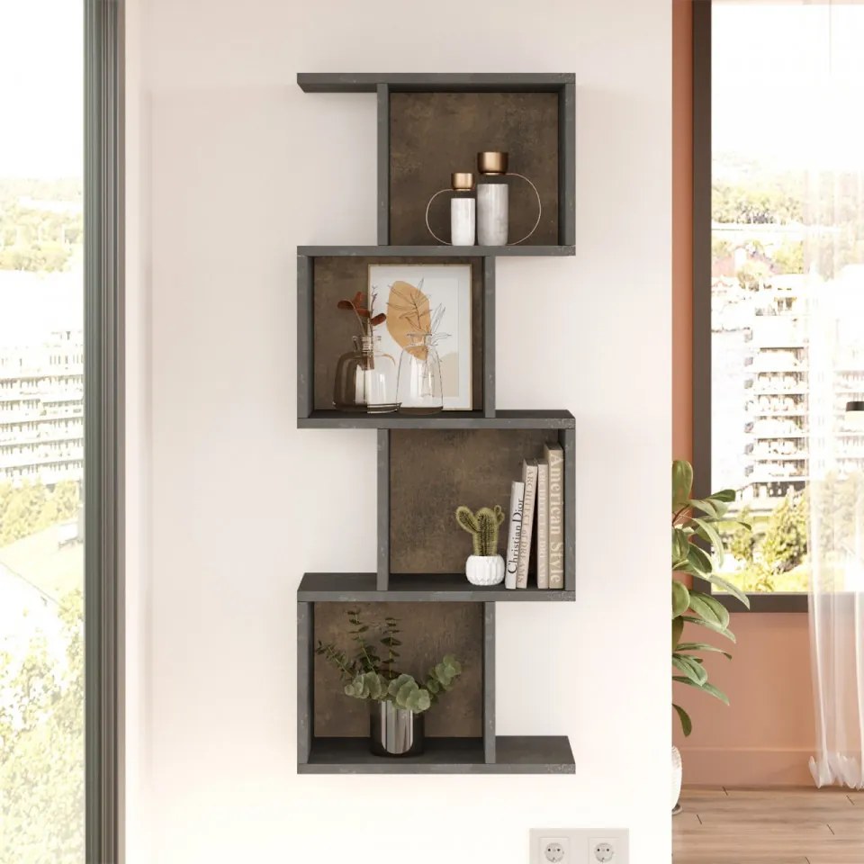 Biblioteca Living LF1-GP, PAL Melaminat, Gri / Bronz