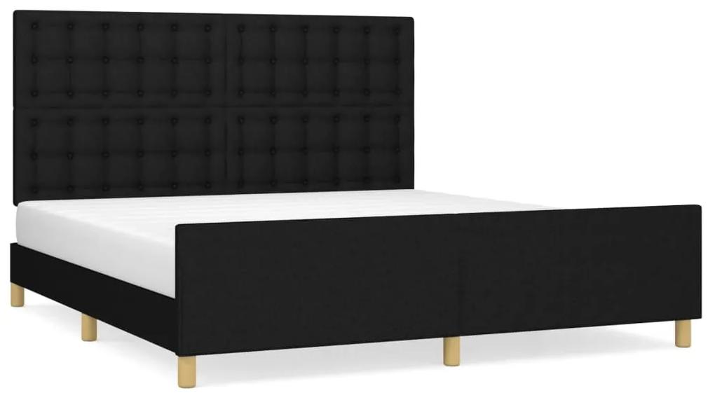 3125391 vidaXL Cadru de pat cu tăblie, negru, 160x200 cm, textil