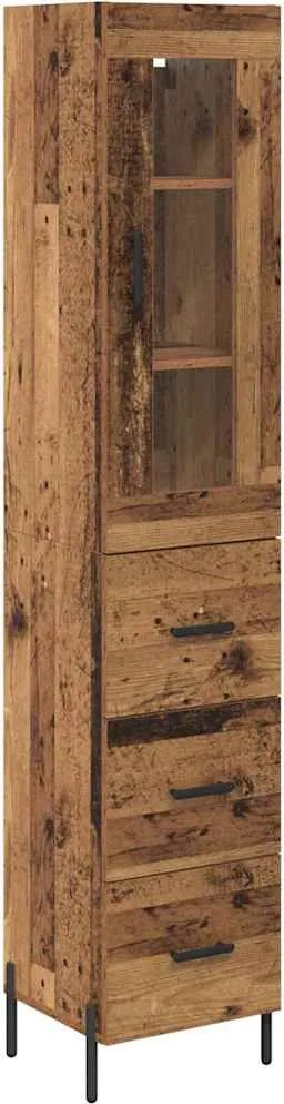 vidaXL Bufet cu sertar Lemn Vechi 34,5 x 34 x 180 cm Lemn compozit